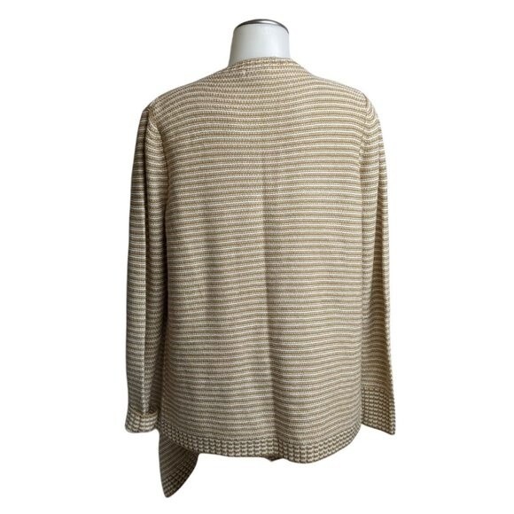 Merona Cardigan Women Medium Open Front Waterfall Striped Beige M - Picture 2 of 7